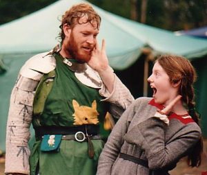 Reynardine and Eleanor, 1st Prince and Princess of Lochac. Photo by John of the Hills, First Coronet at Rowany Festival, 1987.
