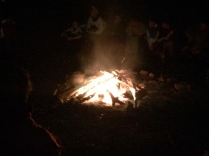 The toasty fire that was the centre point of the bardic circle at ICW 19. Photo by TH Lady Ceara Shionnach, July 2014