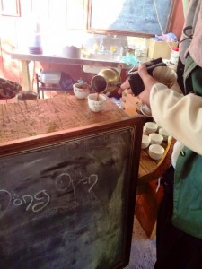 Turkish coffee shots were served at The Mong each day. Photo by THL Ceara Shionnach, January 2015.