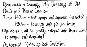 Twelfth Night Coronation 1990 event advertisement (part 2 of 2) from Pegasus January 1990 edition.