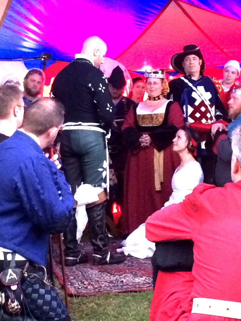 Sir Eva von Danzig's knighthood ceremony. Photo by THL Ceara Shionnach, April 2015.