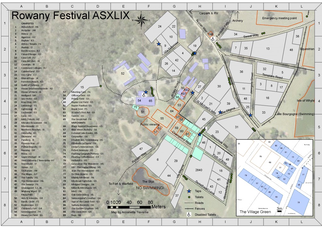Rowany Festival AS49 site map by THL Antoinette Travaillie, 2015.