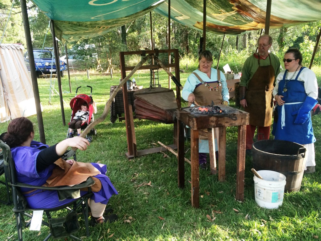 Blacksmithing with Martin. Photo by TH Lady Ceara Shionnach, June 2015.