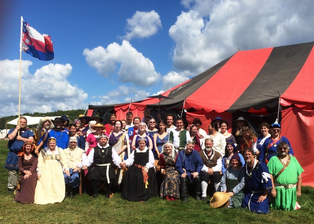 A significant proportion of the Lochac contingent at Pennsic War 44. Photo taken by Rhys Ravencroft, August 2015.