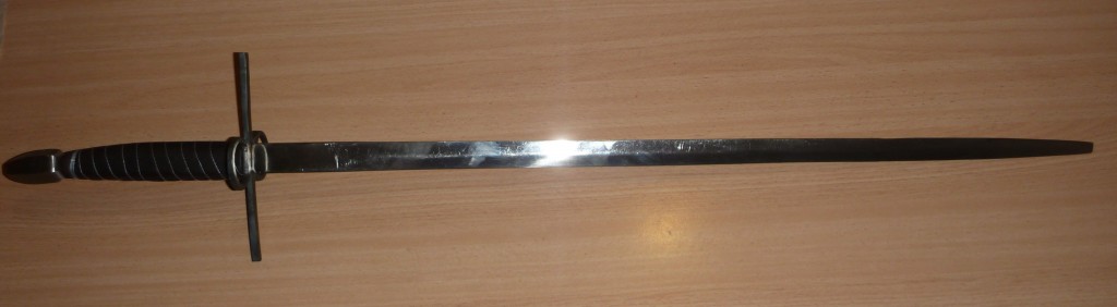 The sword that Lord Kit Hackforth cutlered for Baron Aylwin. Photo by Lord Kit Hackforth, April 2014